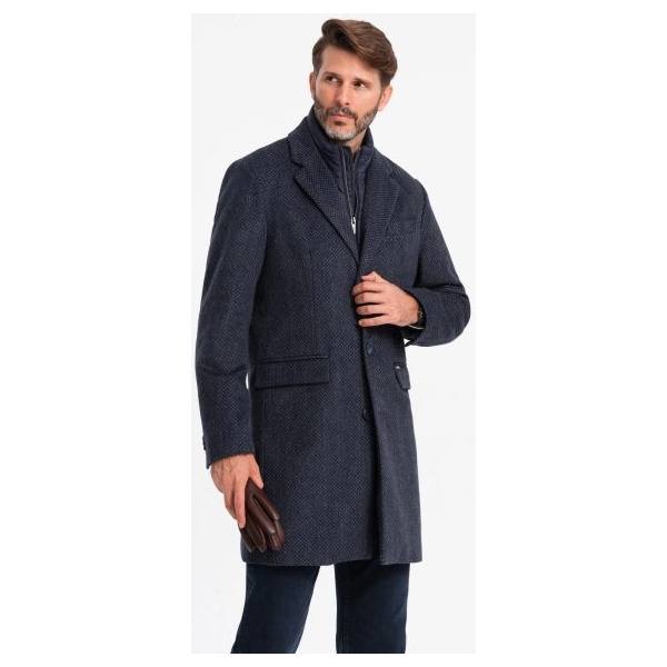 Jedinečný tmavomodrý pánsky kabát V1 COWC-0121 - L