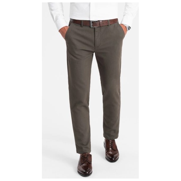Khaki chinos nohavice s jemnou textúrou V2 PACP-0188 - XL