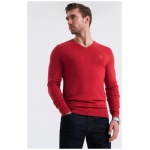 Klasický červený sveter s véčkovým výstrihom V20 SWBS-0107 - L