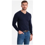 Klasický tmavo modrý sveter s véčkovým výstrihom V22 SWBS-0107 - XL