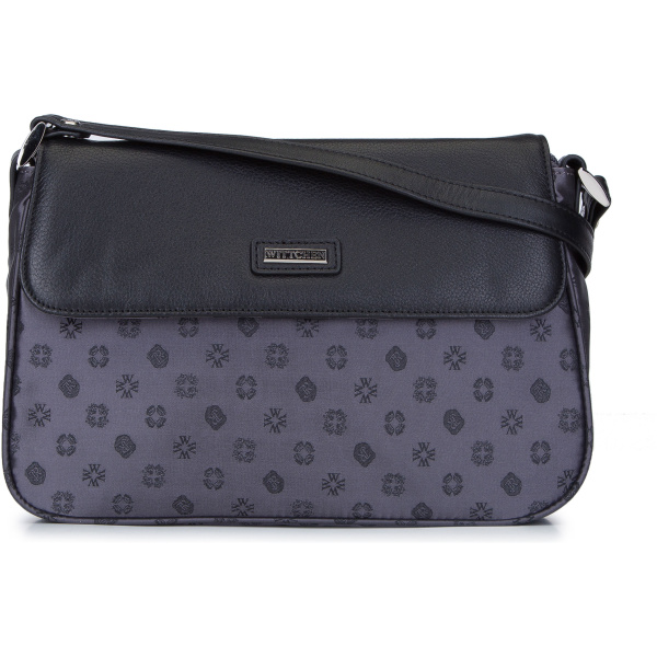 Kožená a žakárová crossbody kabelka Wittchen s monogramom 93-4-247-8
