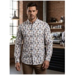 Kvetovaná slim fit pánska košeľa v bielej farbe - L