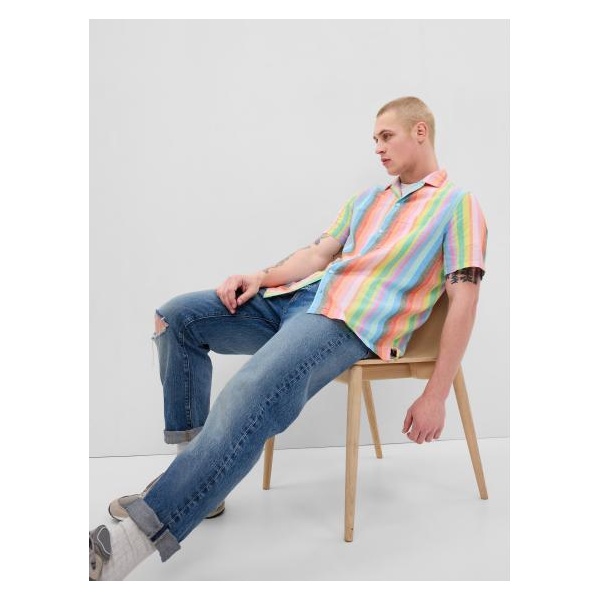 Ľanová pruhovaná košeľa Unisex