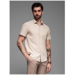 Ležérna béžová pánska košeľa V4 shss-0167 - S