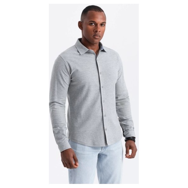 Ležérna šedá  pánska košeľa V5 SHCS-0177 - XL