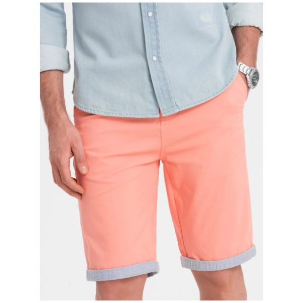 Lososové chinos kraťasy s lemom V9 W421 - XXL