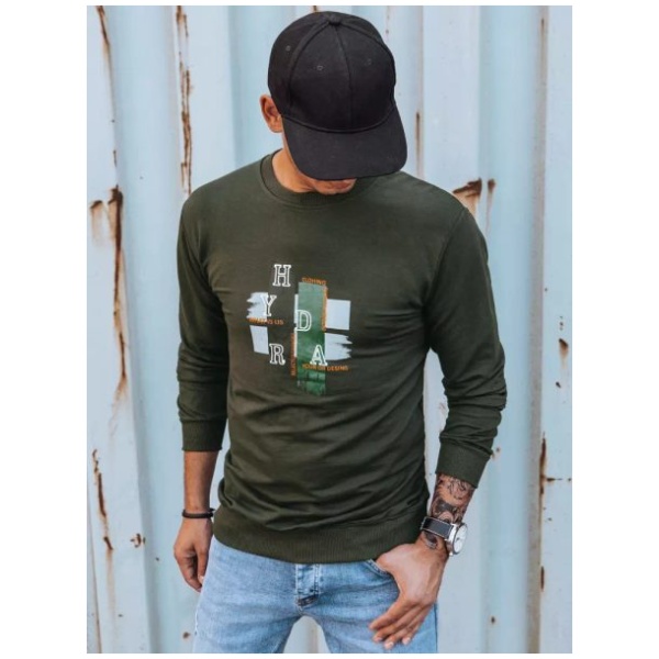 Mikina s trendy potlačou v khaki farbe - 3XL