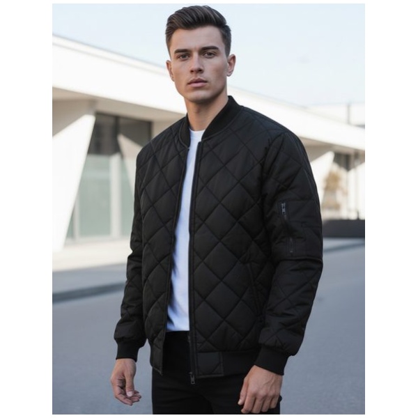 Moderná čierna pánska bomber bunda - M