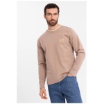 Moderné hnedé tričko s dlhým rukávom a s logom V6 LSCL-0128 - M