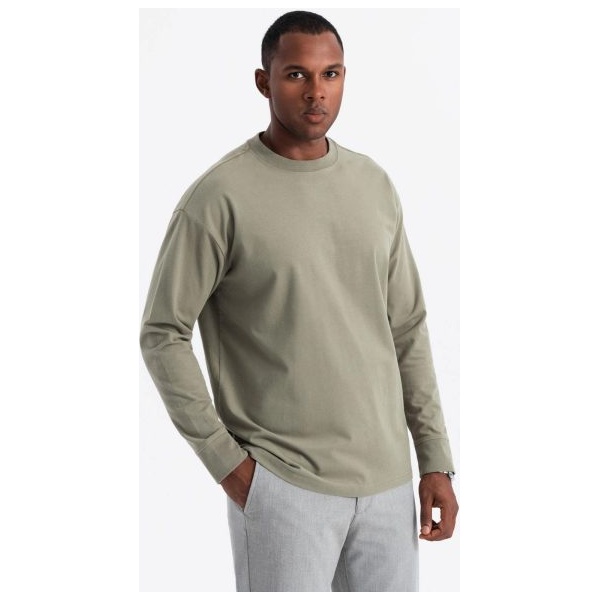 Moderné khaki  pánske tričko V4 LSBC-0129 - S