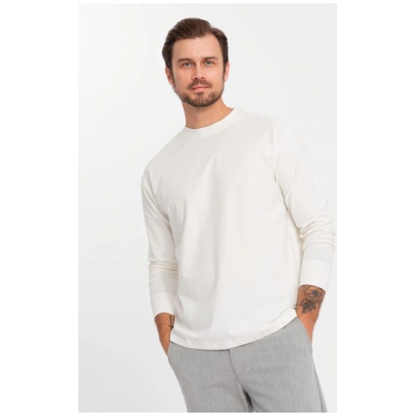 Moderné krémové pánske tričko V2 LSBC-0129 - L