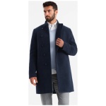 Moderný tmavo modrý kabát s vysokým golierom V3 COWC-0120 - XL