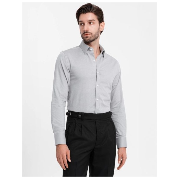 Módna šedá  slim-fit košeľa V2 SHCS-0175 - L