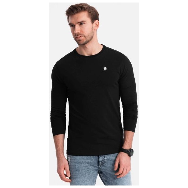 Módne čierne tričko s dlhým rukávom a s logom V3 LSCL-0102 - XXL