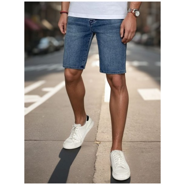Módne modré  pánske džínsové kraťasy - 30
