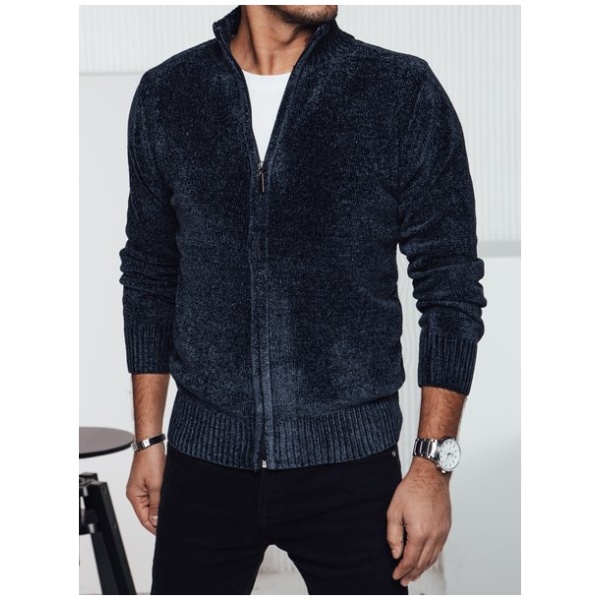 Modrý pánsky sveter na zips - XXL