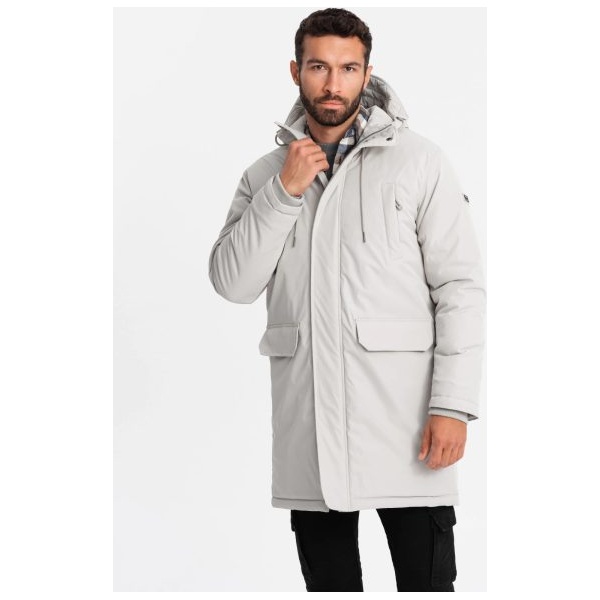 Nadčasová krémová pánska parka V1 JALJ-0166 - XL
