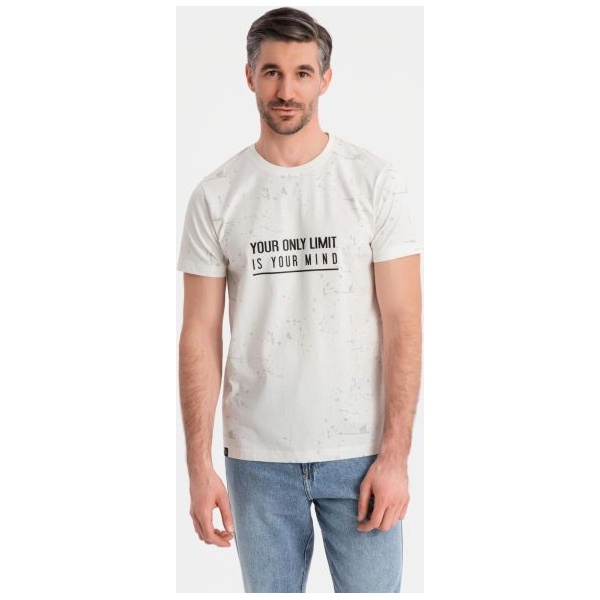 Nadčasové biele pánske tričko s nápisom V1 TSFP-0187 - XXL