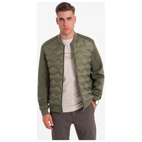 Olivová bomber trendy bunda V3 JALP-0141 - S