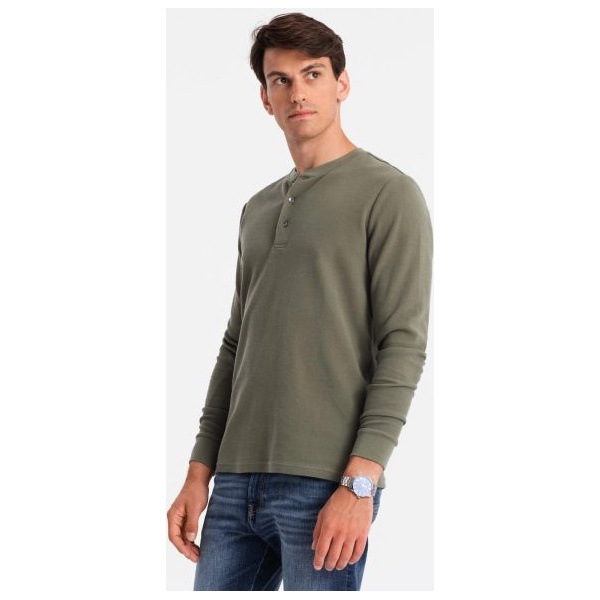 Olivové úpletové pánske tričko V1 LSCL-0120 - L
