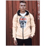 Originálna béžová mikina s potlačou ICON na zips - XL