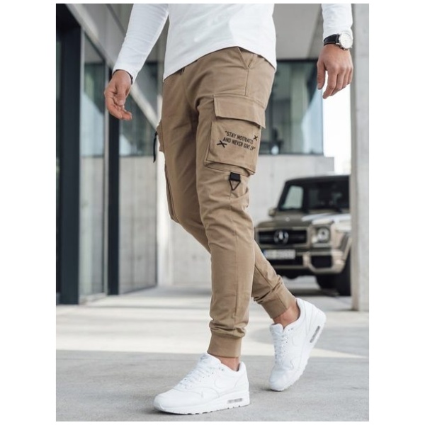 Originálne béžové pánske kapsáčové joggery - XL