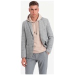 Originálne šedé sako s jedinečným vzorom V1 BLZB-0117 - XXL