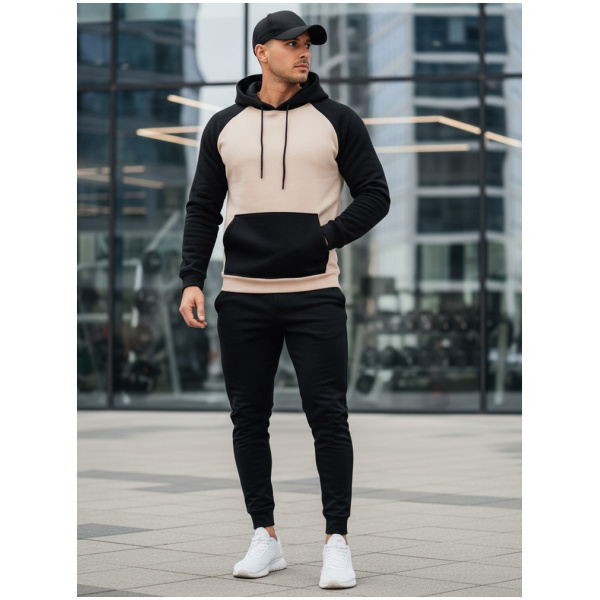 Pánska basic mikina s kapucňou béžovej Dstreet BX5890