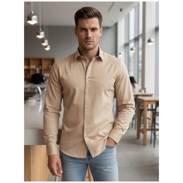 Pánska béžová elegantná košeľa - XL