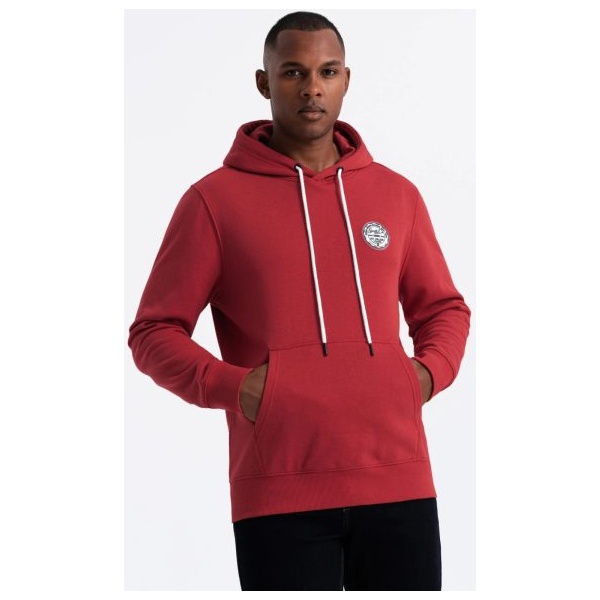 Pánska červená mikina s logom a s kapucňou V1 SSNZ-0144 - XXL