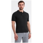 Pánska čierna SLIM FIT pruhovaná polokošeľa V1 POSS-0143 - XXL