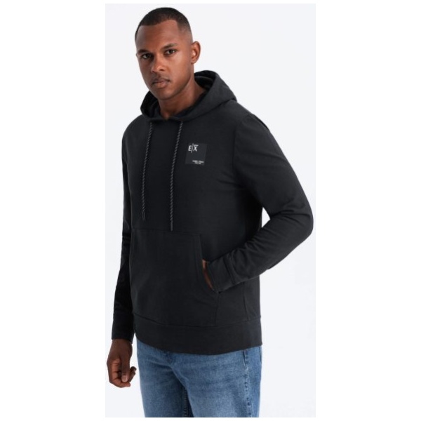Pánska čierna mikina s logom a s kapucňou V1 SSNZ-0162 - XXL