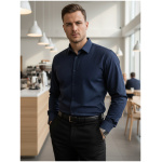 Pánska košeľa slim fit DX2688 – tmavomodrá košeľa s jemným geometrickým vzorom
