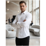 Pánska košeľa slim fit DX2695 – biela košeľa s jemným mikrovzorom
