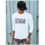 Pánska mikina s potlačou DENIM biela