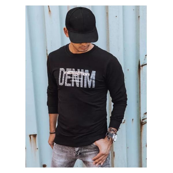 Pánska mikina s potlačou DENIM čierna