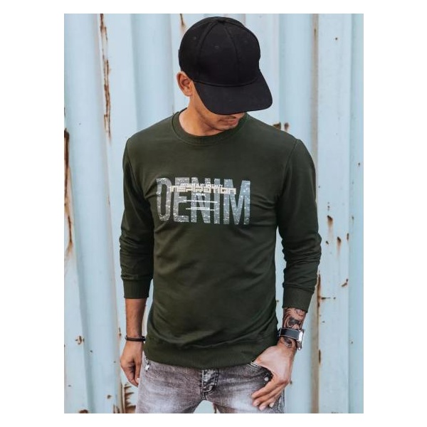 Pánska mikina s potlačou DENIM khaki
