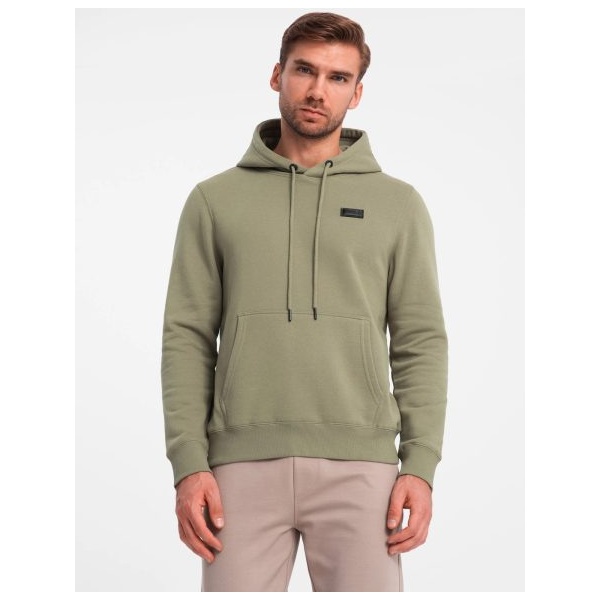 Pánska olivová mikina s logom a s kapucňou V2 SSNZ-0141 - XXL