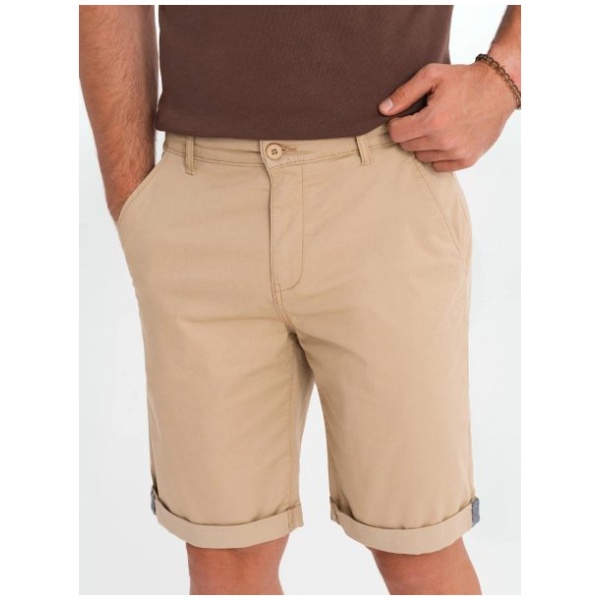 Pánske béžové chinos šortky s lemom V11 SRCS-0197 - S