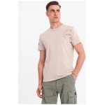 Pánske béžové tričko s trendy nápisom V1 TSFP-0225 - XXL