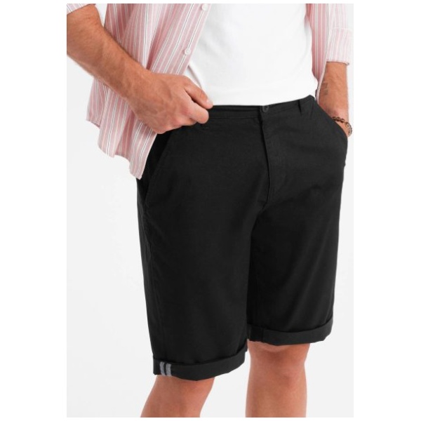 Pánske čierne chinos šortky s lemom V9 SRCS-0197 - L