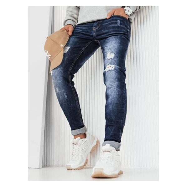 Pánske džínsové nohavice REBA tmavo modré