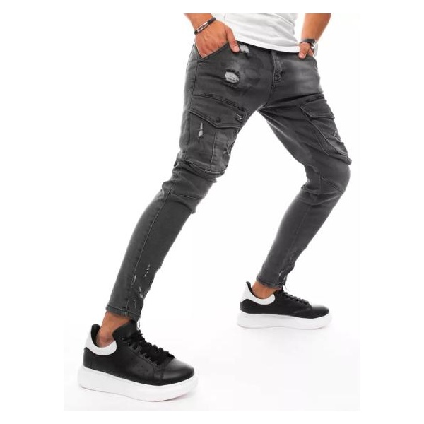 Pánske jeans nohavice s vreckami čierne STYLE
