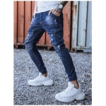 Pánske jogger riflové nohavice granátové STREET