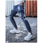 Pánske jogger riflové nohavice modrej STREET