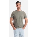 Pánske olivové tričko s trendy nápisom V2 TSFP-0225 - S
