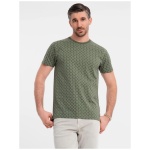Pánske olivové tričko s trendy potlačou V2 TSFP-0250 - L
