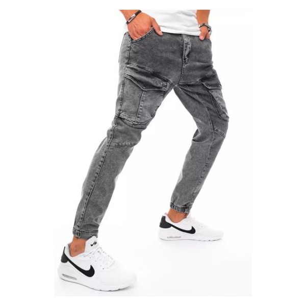 Pánske riflové jogger nohavice šedé