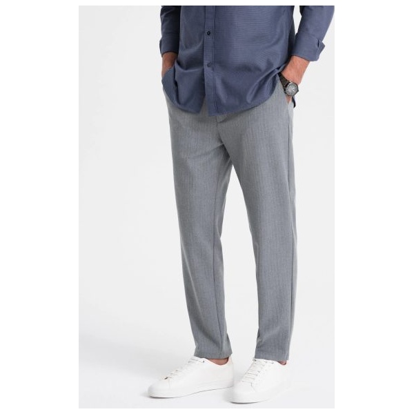 Pánske šedé chinos nohavice s elastickým pásom V1 PACP-0158 - XL