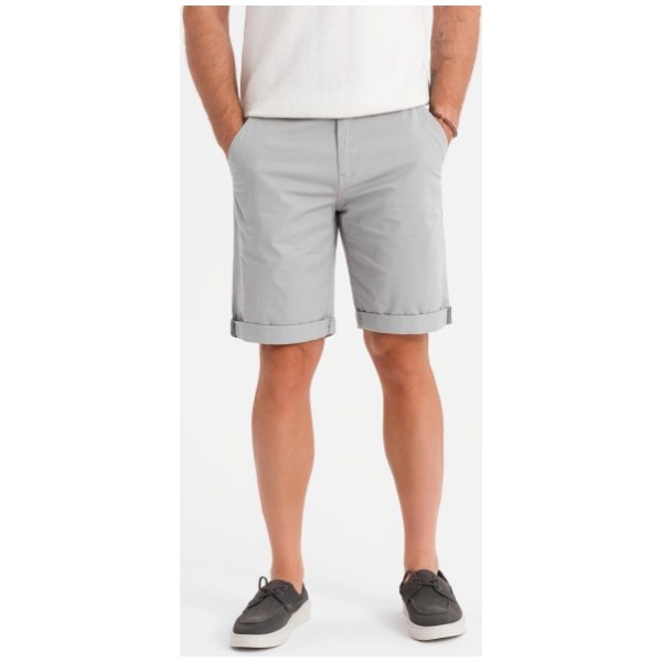 Pánske šedé chinos šortky s lemom V12 SRCS-0197 - XL
